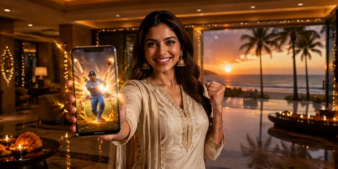VIP cricket betting player in traditional kurti on a Goa beach